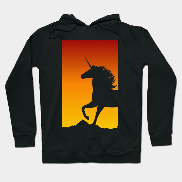 Sunset Unicorn Design - Unicorn Lover Gift - I love Unicorns Illustration Unicorn Art Hoodie by ballhard